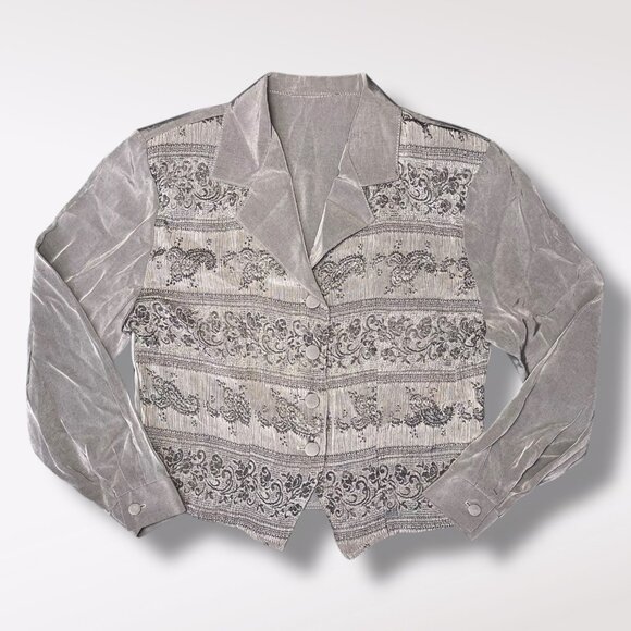 Vintage Long Sleeve Shirt Attached Vest Gray Size Medium - Picture 7 of 9